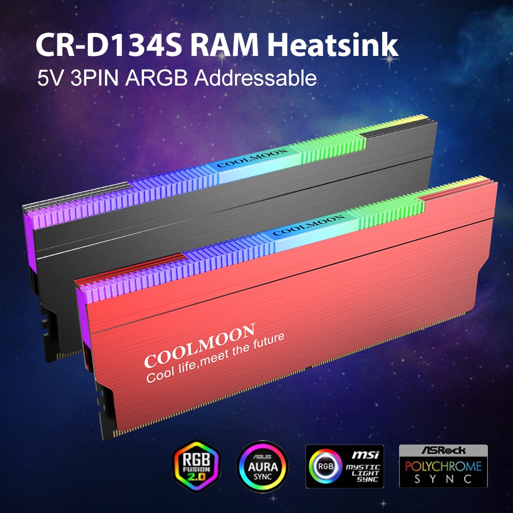 COOLMOON CR-D134S RAM Heat Spreader 5V 3PIN Male/Female