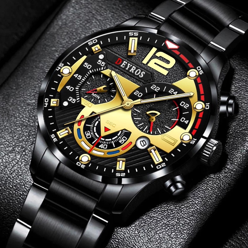 Luxury Men s Watch Fashion Stainless Steel Quartz Wrist Watch Calendar Luminous Clock Men Business Casual Watches Shopee Brasil