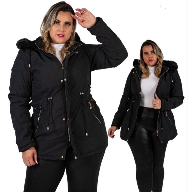 Parka jaqueta casaco sarja plus size feminina forrada peluciada S