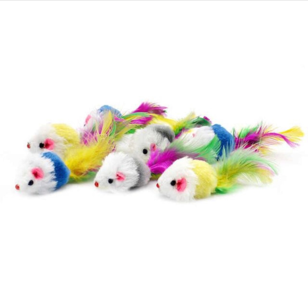Mini ratinho brinquedo para gatos 10 unidades cores sortidas