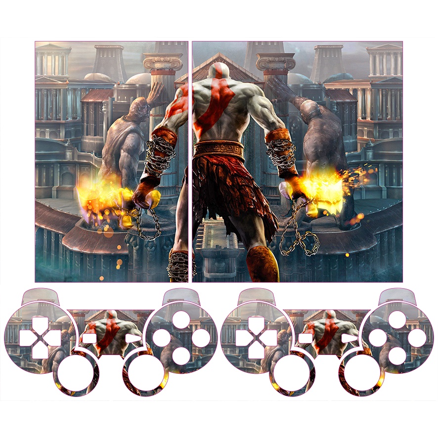 KIT Capa PS5 e Case Controle - God of War Ragnarok B - Pop Arte Skins