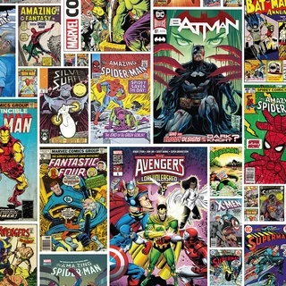 Papel de Parede Adesivo Teens Geek Quadrinhos HQ Super-heróis Marvel Dc Q01