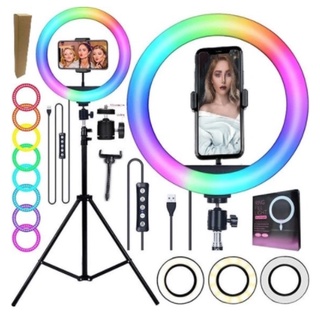 Ring Led Colorido 36cm / 14 Polegadas +suportes De Celula +tripé 2m