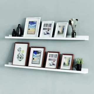 Kit 2 Prateleiras canaleta para Quadros 60cm Em Mdf Branca/preta