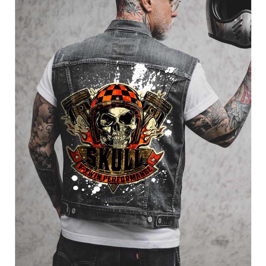 Colete jeans masculino store rock