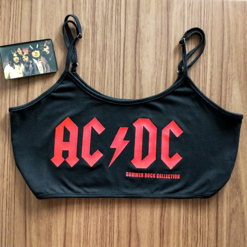 Top AC/DC( top preto, moda rock, estampa Rock ) | Shopee Brasil