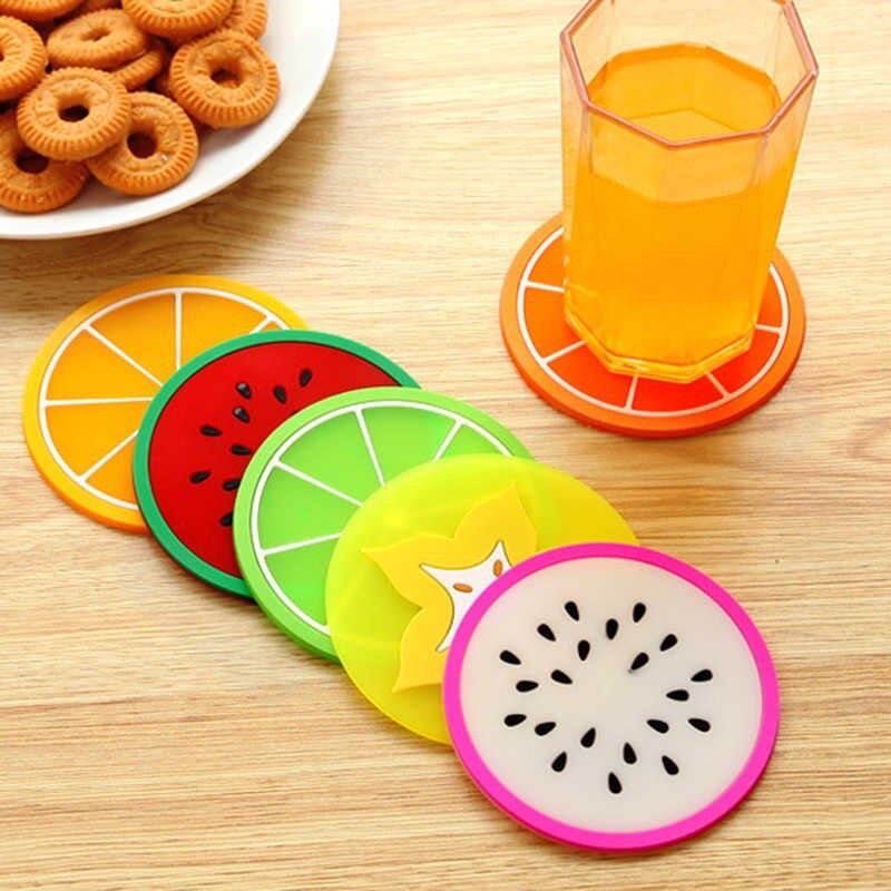 Porta Copos Silicone para Drinques Sucos - Lavável e antiderrapante - Frutas