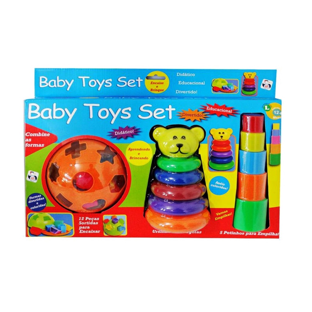 Jogo Educativo Baby Toys Set Encaixe 24 Peças Pica Pau 580