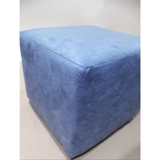 Puff Banquinho Reforçado - Tecido Suede Azul - 25x29x29 - Suporta Até 120kg