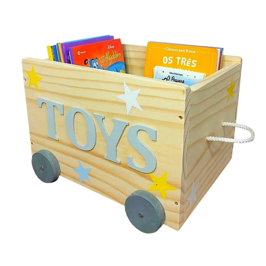 Caixote Baú Toy Box Organizador De Brinquedos De Madeira M