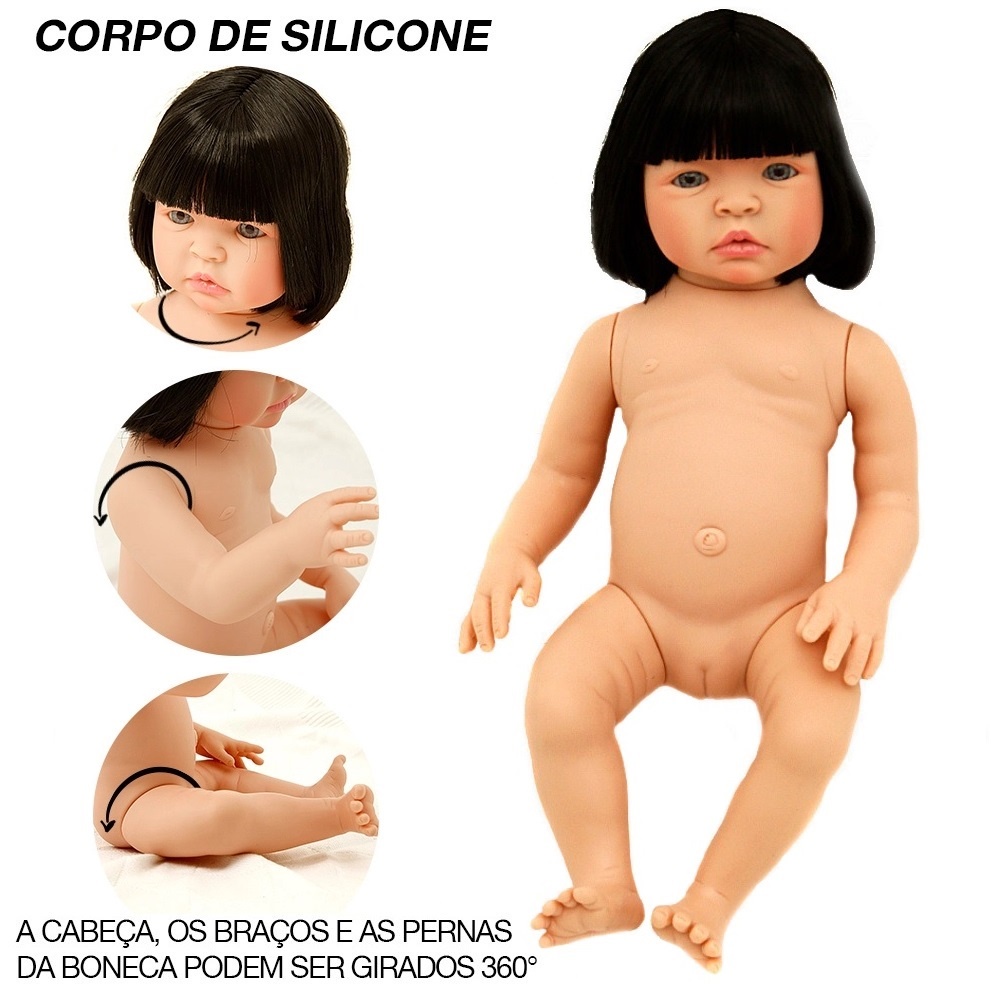 Bebê Reborn Boneca Morena Roupa Pagão Toda Vinil Silicone - USA Magazine