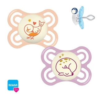 Kit Chupeta MAM Perfect Night 0-6 M Brilha Escuro Menina Mais Fina