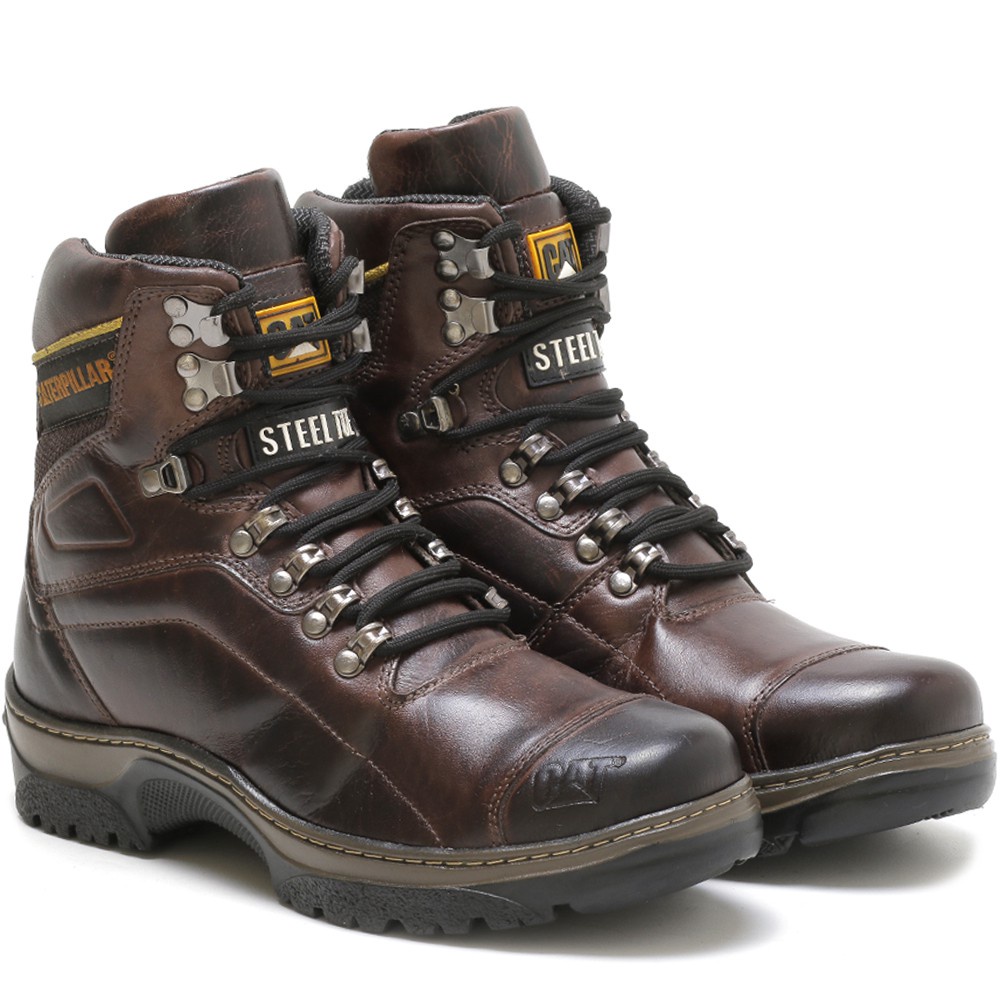 Bota Caterpillar Masculina Em Couro Com Palmilha Em Gel Macia