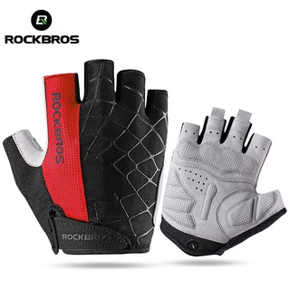 ROCKBROS Luvas De Bicicleta Masculina De Ciclismo Meio Dedo MTB À Prova De Choque Esportivas Vestuário Unissex