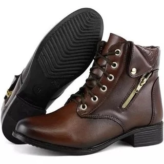 Coturno Bota Feminina Cano Curto Médio Coturno Zíper Exclusiva Promoção Liquidação Atacado