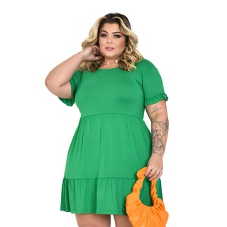 Vestido Plus Size Moda Evangelica Manga Sem Decote Feminino