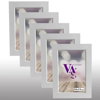 kit 5 molduras Quadro branco A6 c/vidro para parede ou mesa