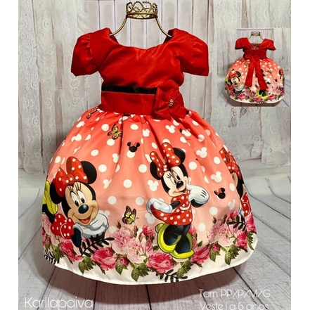 Vestido de festa hot sale infantil minnie vermelha