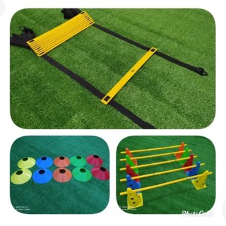 KIT FUNCIONAL CL-01 ESCADA DE AGILIDADE PVC 10 DEGRAUS +10 CONES FURADOS COM BARREIRA+10 CONE HALF