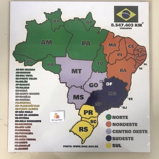 Quebra Cabeça Gigante Mapa do Brasil e Estados - Jogo Educativo -  Ludicamentebsb - LudicaMente Jogos e Brinquedos Educativos