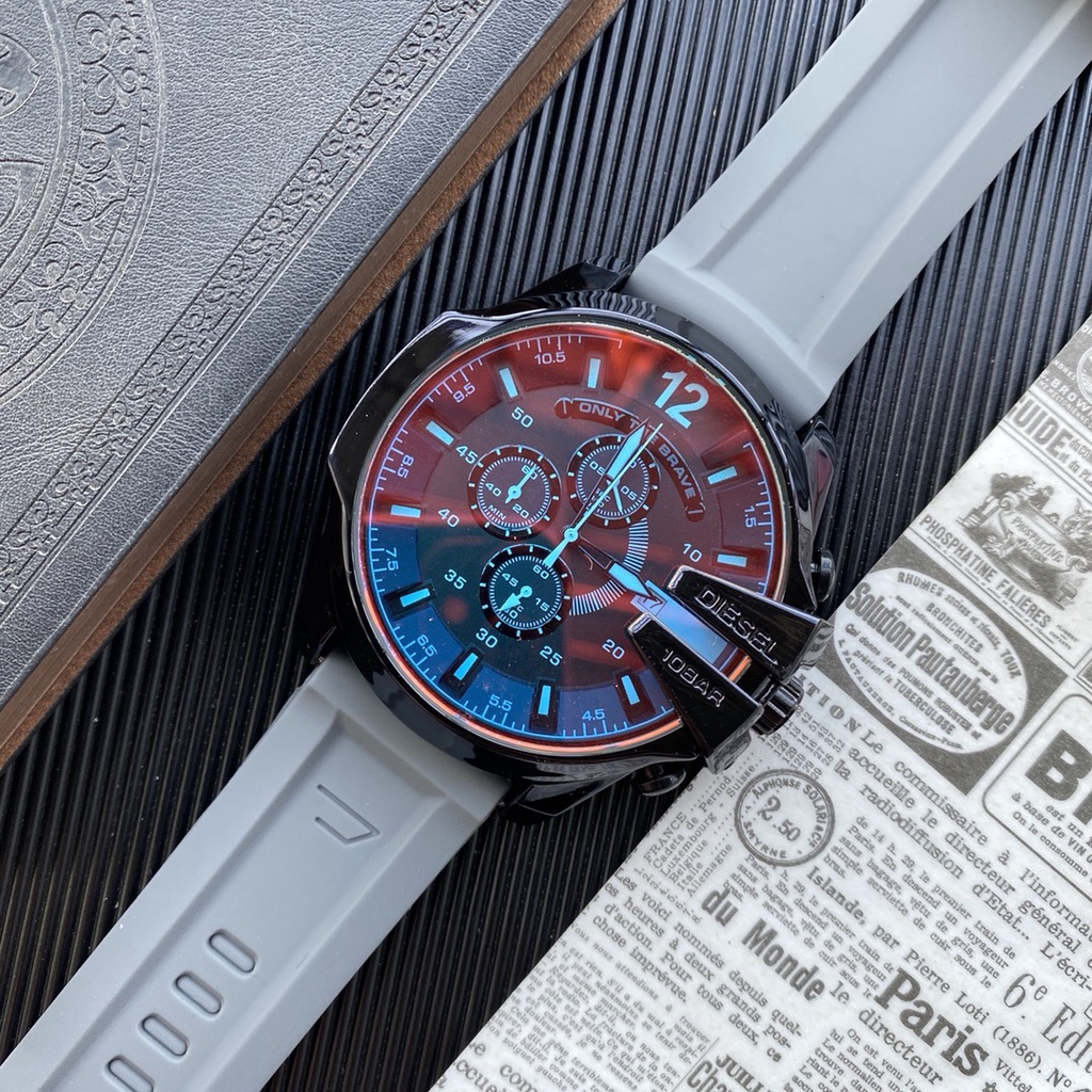 Homens Observam Grande Diâmetro 50mm Generosa Correia de Aço Inoxidável de Quartzo Suíço Série dz Relógio Diesel Série Fashion Sapphire Glass Série dz