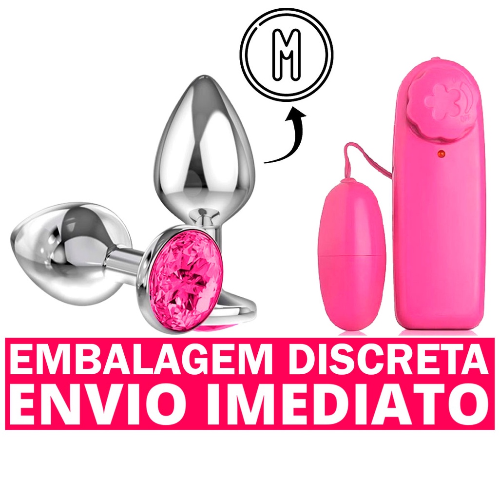 Kit Vibrador Feminino Cápsula Bullet + Plug Anal Tamanho Médio