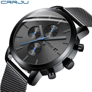 CRRJU Relógio Masculino De Quartzo À Prova D'água Em Aço Inoxidável Esportivo Militar 2287 XM Sem Caixa