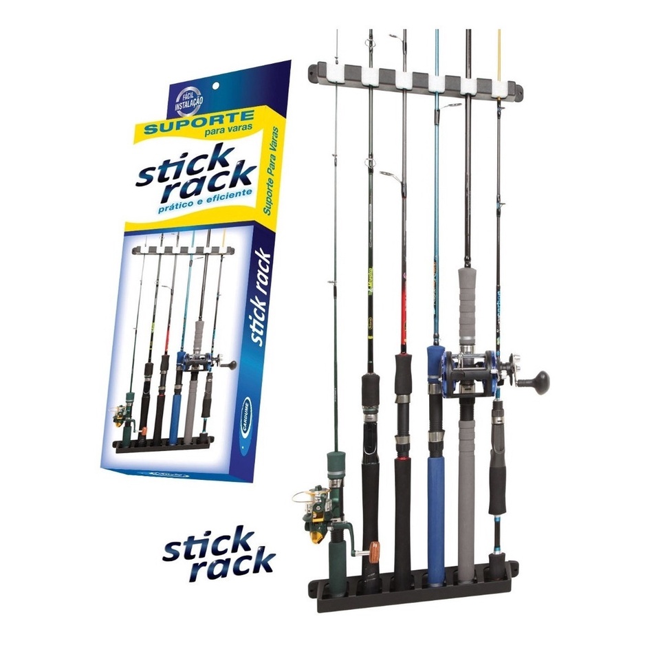Suporte Organizador de Parede Stick Rack P/ 6 Varas de Pescar