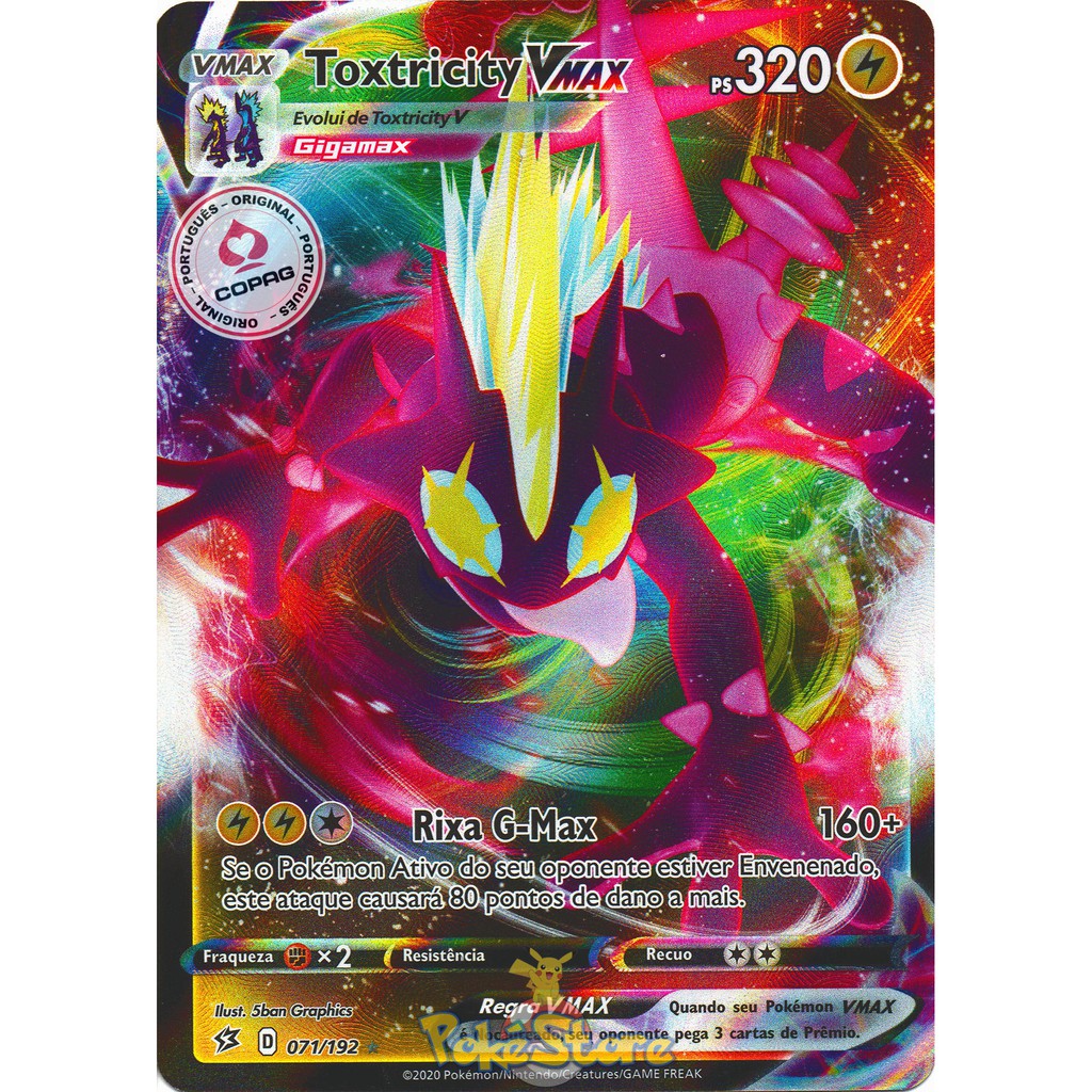 Carta Pokemon Toxtricity VMAX Português 71/192 Card Original Copag