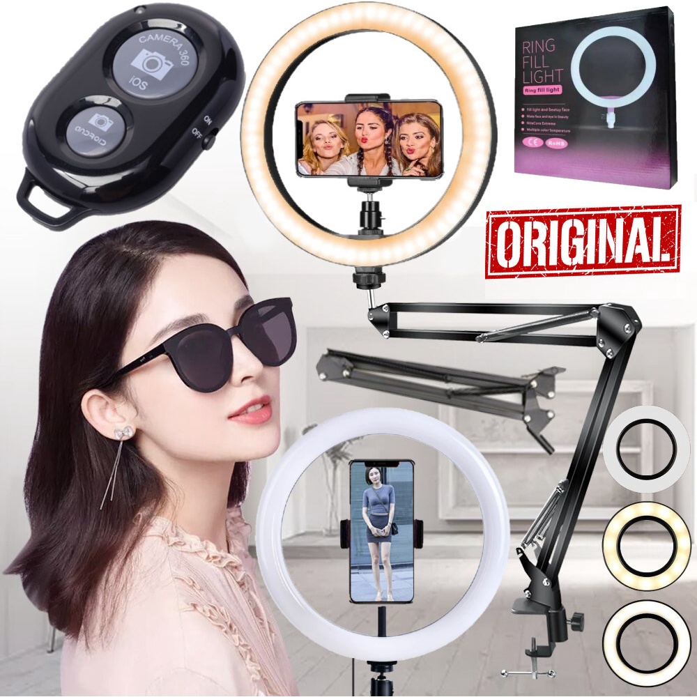 Ring Light Celular Anel Luz Led Selfie Iluminador Hing Bra O Suporte