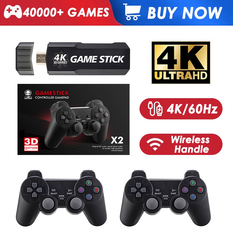 XUXL Consoles de Videogame, 4K 2,4G Wireless 10.000 jogos 32/64GB Retro  Classic Gaming Gamepads Controlador da família de TV para PS1/GBA/MD