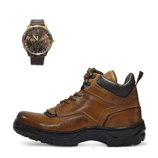 Kit Bota Tenis Country de Bico Redondo Modelo 4400 Caramelo + Relogio
