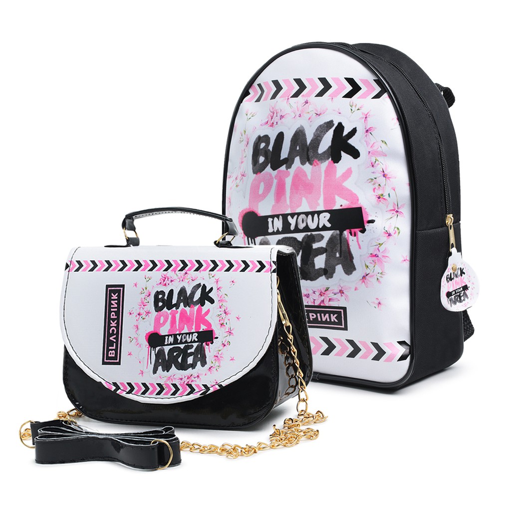 Kit Mochila de Passeio Blackpink Banda Kpop com Minibag Luxo