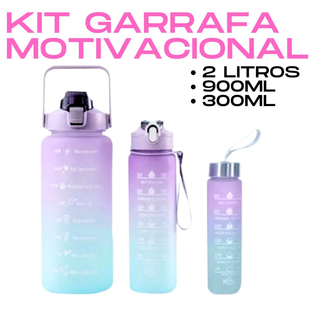 Kit 3 Garrafas de Água Espremem Academia Motivacional 2000ml + 900ml +  300ml – Alcantara vendas