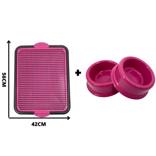 Kit Sanitario Canino Xixi Educador Pet + Comedouro Cachorro Gato Promoção