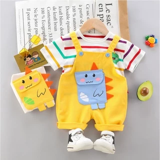 【 Uhome 】 Fatos Infantis De 0-5 Anos De Babete Para Bebês Bebê Com Listras + Babetes Conjuntos De 2 Peças Roupas