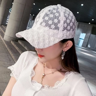 Boné De Basebol Floral De Malha Respirável Feminino/Chapéu De Renda Ajustável Com Pequena Flor Pai Ponycap Estilo Unisexo