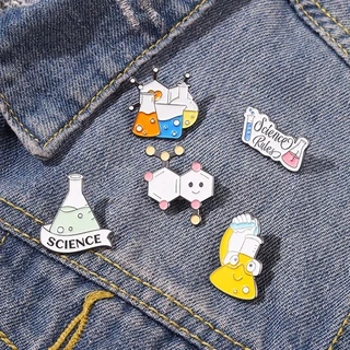 Desenho Animado Elemento Químico Esmalte Pin Beaker Reagente Ciência Crachá Broche Lapela Presente Para Amigo