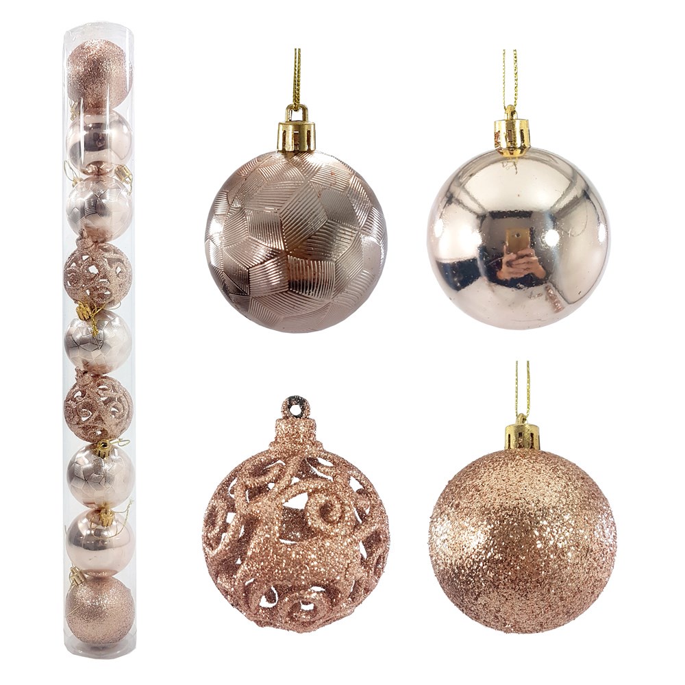 Kit Decoração Rosê Gold para Árvore de Natal 180cm - 01 unidade