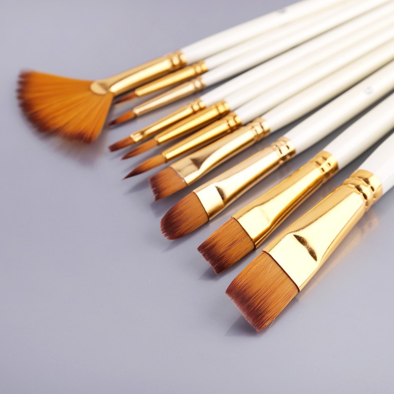 love * 10pcs Pincéis Para Pintura De Nylon Aquarela Redondos De Náilon Cabelos