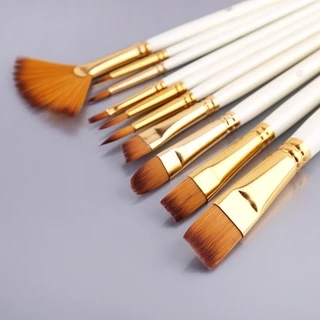 love * 10pcs Pincéis Para Pintura De Nylon Aquarela Redondos De Náilon Cabelos