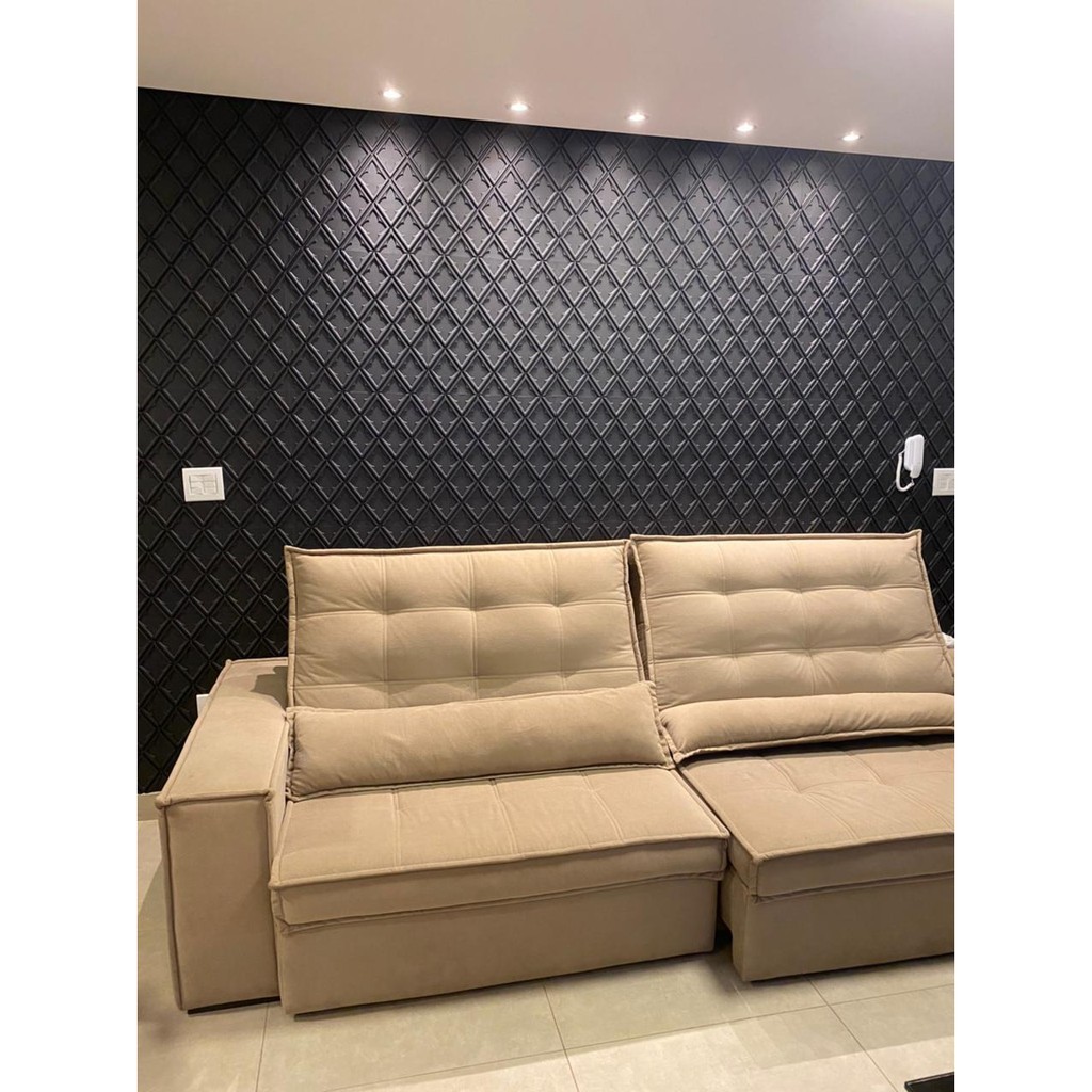 Kit com 10 placas Decorativas Black 50cmX50cm Revestimento Paredes e Tetos Rendimento 2,5m² Modelo Veneto