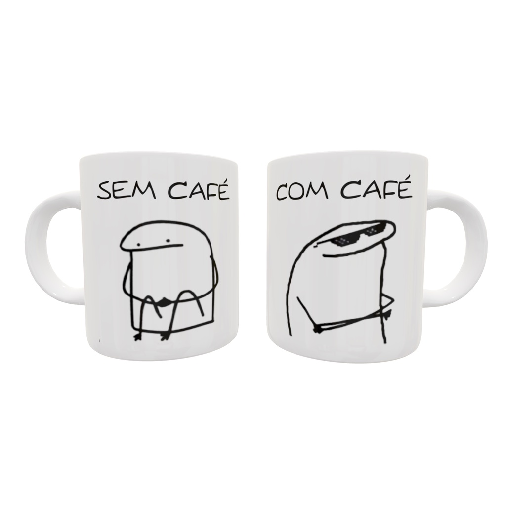 Caneca Flork Meme Com Café, Sem Café