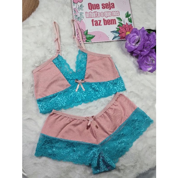 Conjunto Sem Bojo Iza Sutiã+calcinha Meio Calessom várias cores e estampas