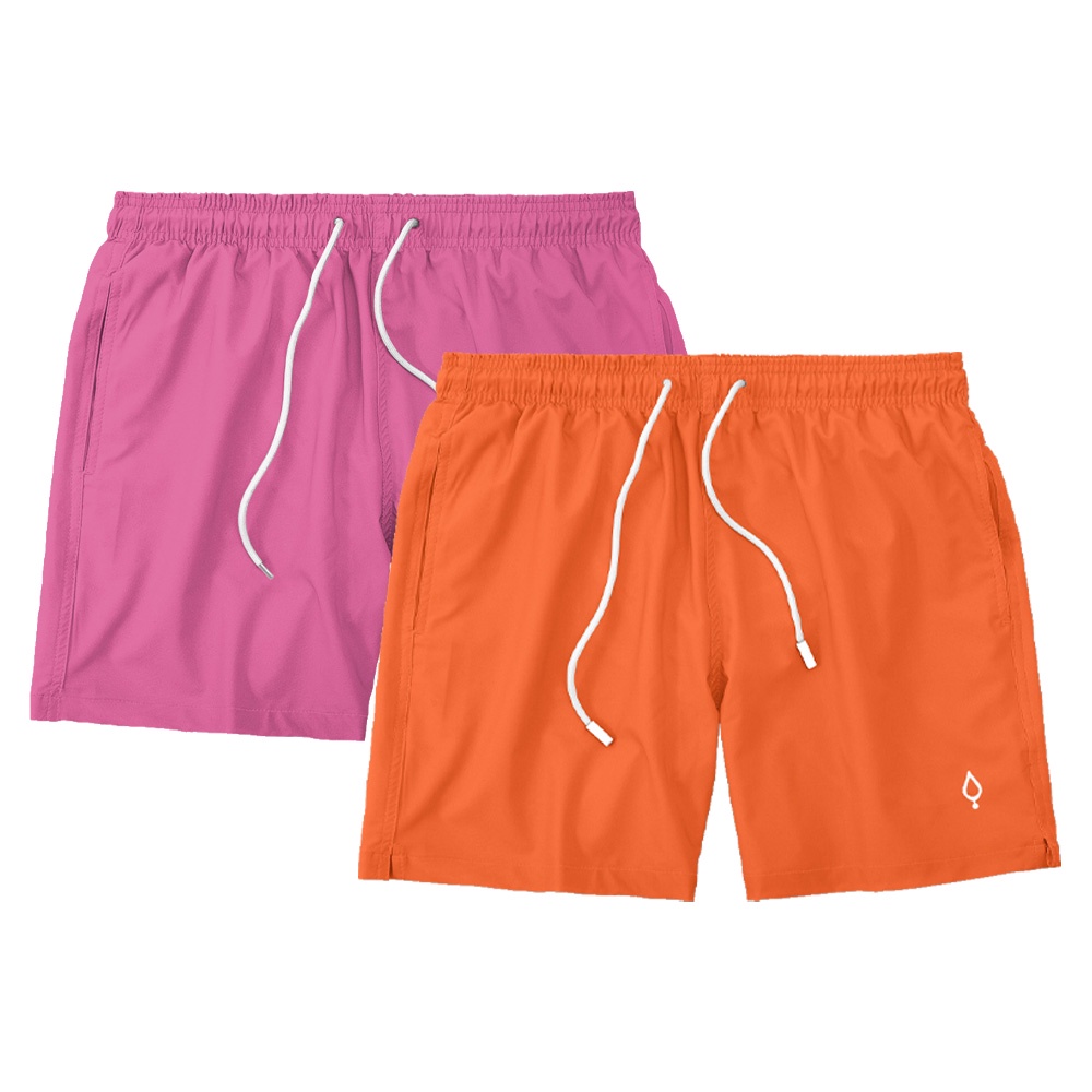 Kit 2 Shorts Bermuda Praia Tactel Liso Masculino