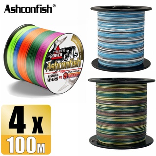 Ashconfish 100M 4 Cordões Linha De Pesca Trançada 6-100LB Linhas De PE Multicolor Camuflagem Azul/Verde