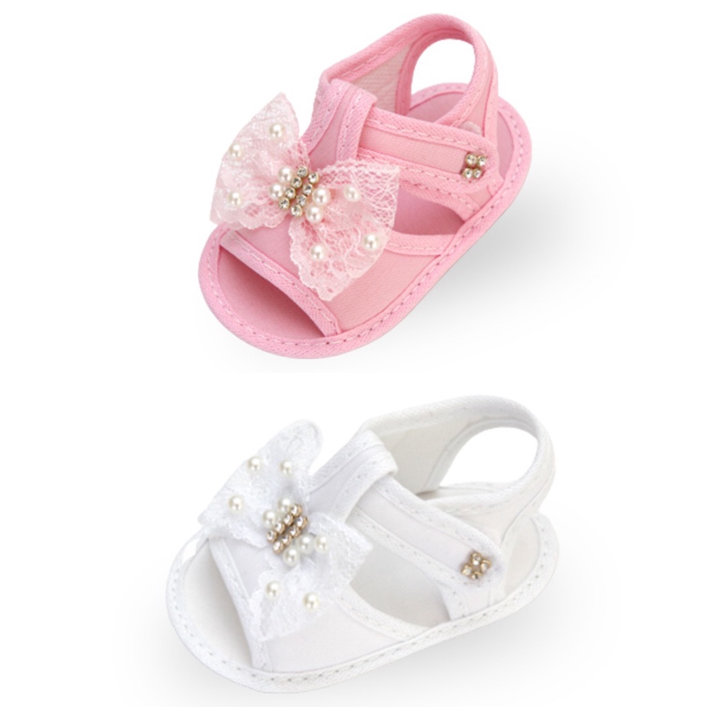 Sapatinho de Bebê kit 2 pares de Sandálias Laço Renda