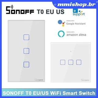 Interruptor inteligente/smart switch WiFi SONOFF T0 1/2/3C-TX Tomada com 3 gangues EUA/Reino Unido/UE