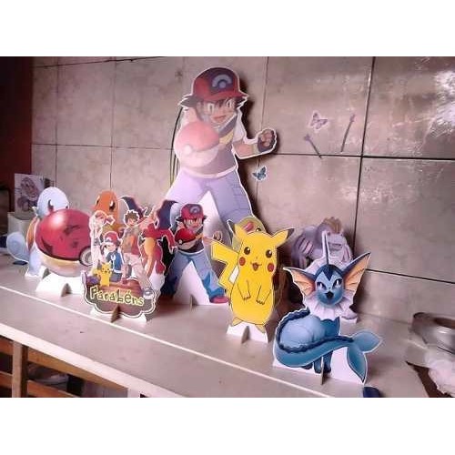 Kit Display Totem de Chão e mesa Pokemon e Nome 14 peças