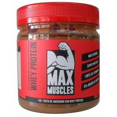 Pasta De Amendoim 1kg Com Whey Protein – Max Muscles
